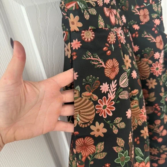 NWT ModCloth 2 Cat Print Floral‎ Jacquard Fit and Flare Dress Sleeveless Black - Picture 3 of 10